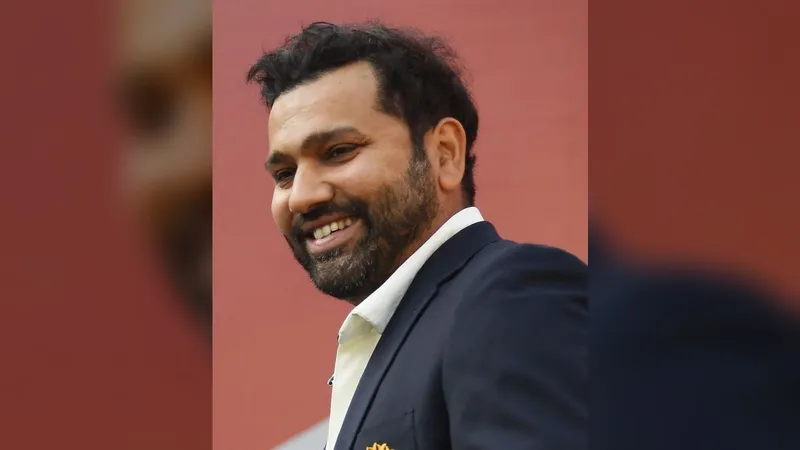 Indian cricket captain Rohit Sharma smiling