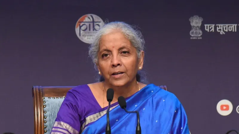 Finance Minister Nirmala Sitharaman speaking at a press conference